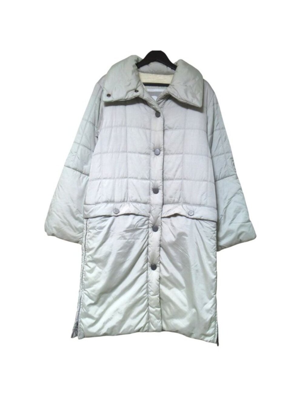 Chanel Sports Vintage Stand Collar Padded Quilted Long Coat 36 Gray